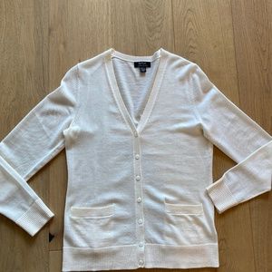Women’s Lord and Taylor Merino Cream Cardigan-Small